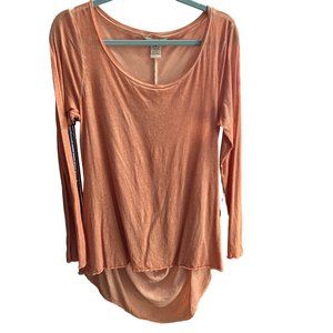 Sundance mineral wash size M cocoon back hi low hem peach long sleeve top
